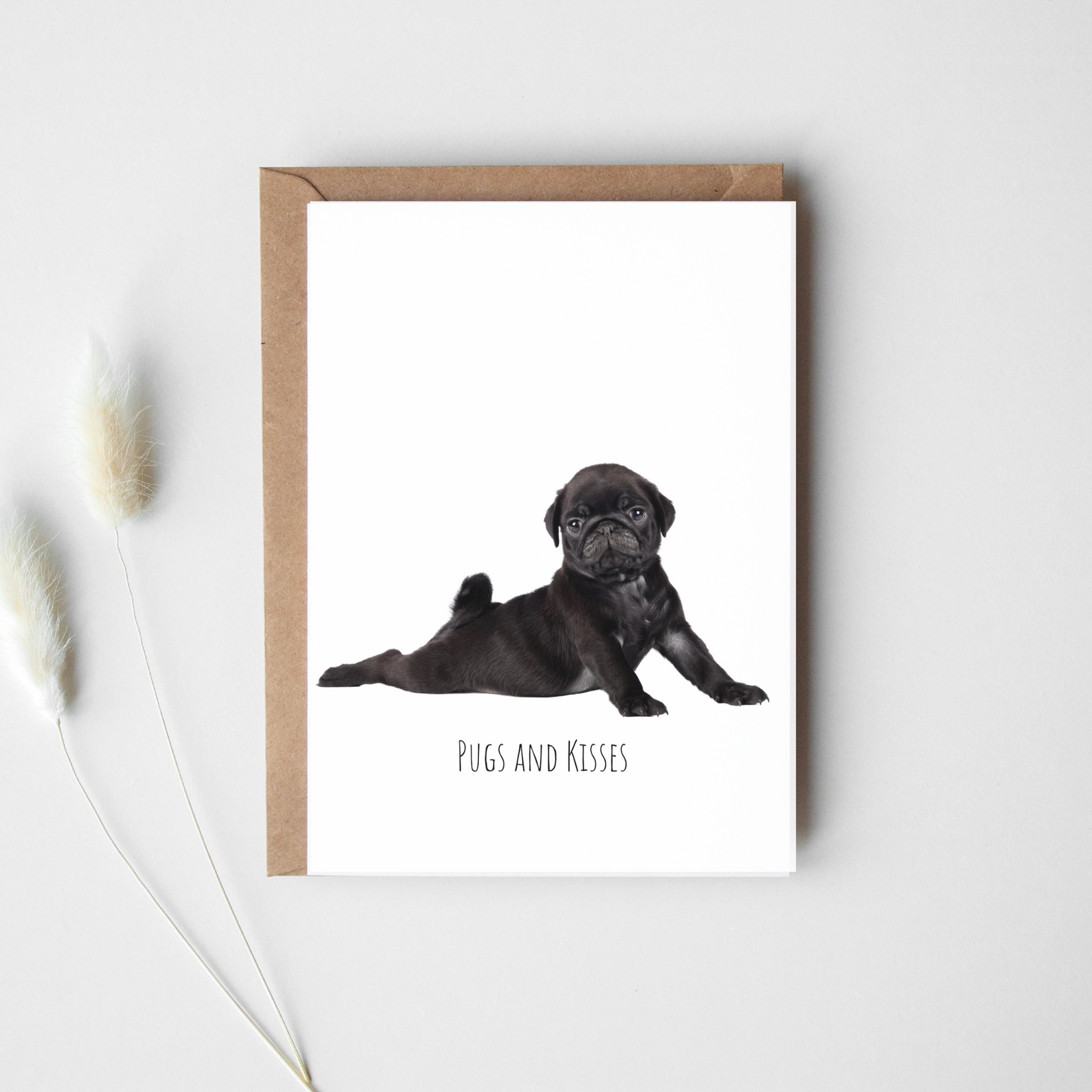 Pugs and Kisses Dog Greeting Card